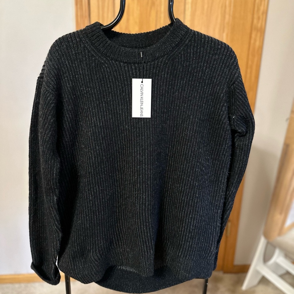 Calvin Klein ribbed sweater in charcoal grey NWT